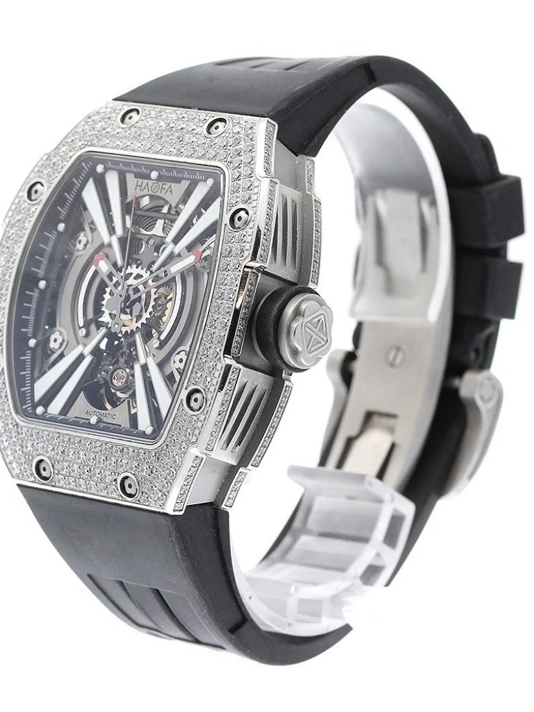 Haofa Diamond Bezel Skeleton Dial Automatic Mens Watch966698